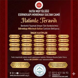 2026 Hatimle Teravih Mihrimah Sultan Camii